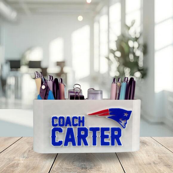 Personalized New England Patriots Desk Organizer, Patriots Office Decor - Picture 6 of 7